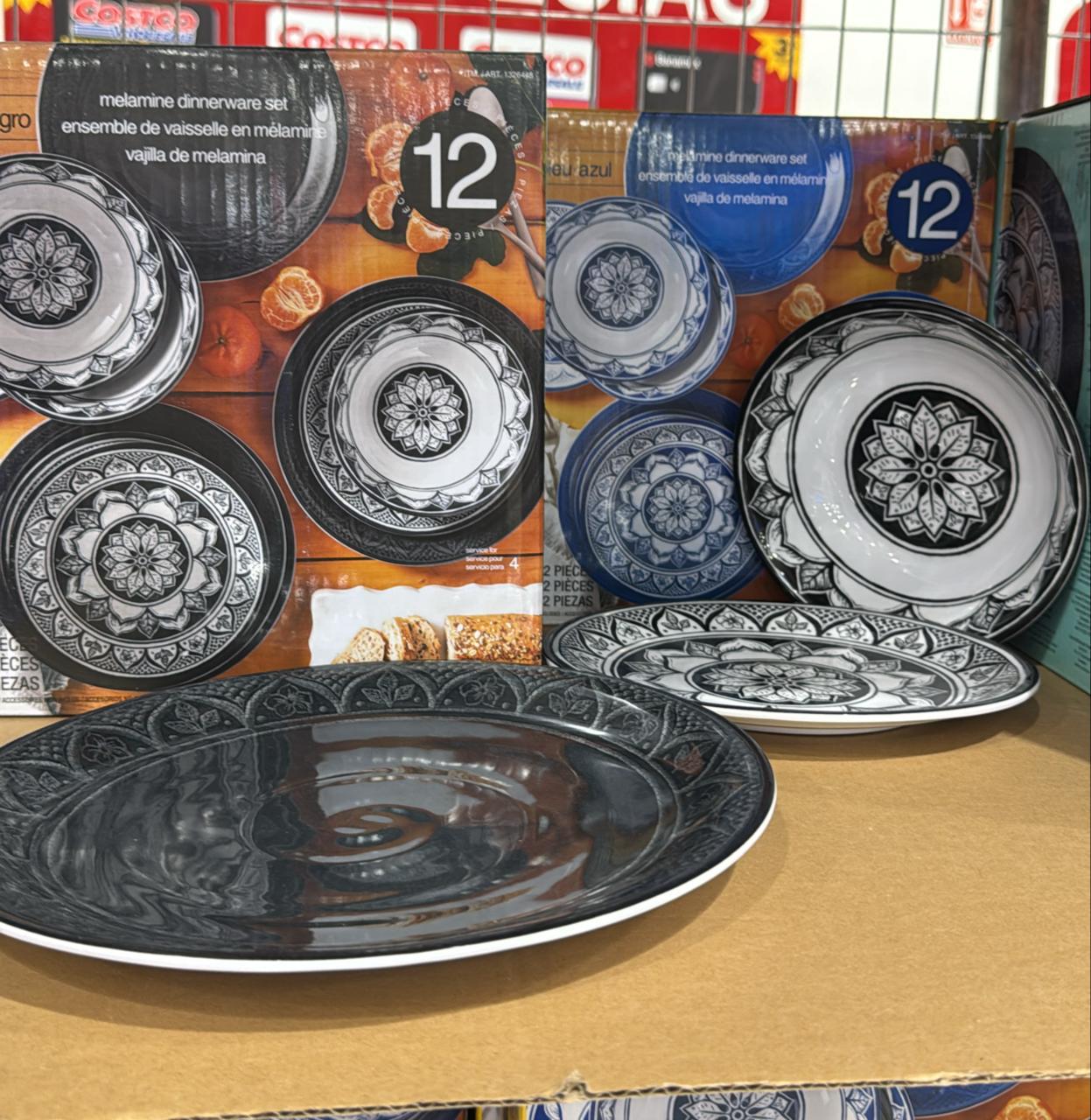Vajilla de melamina 12 piezas estampado mandala