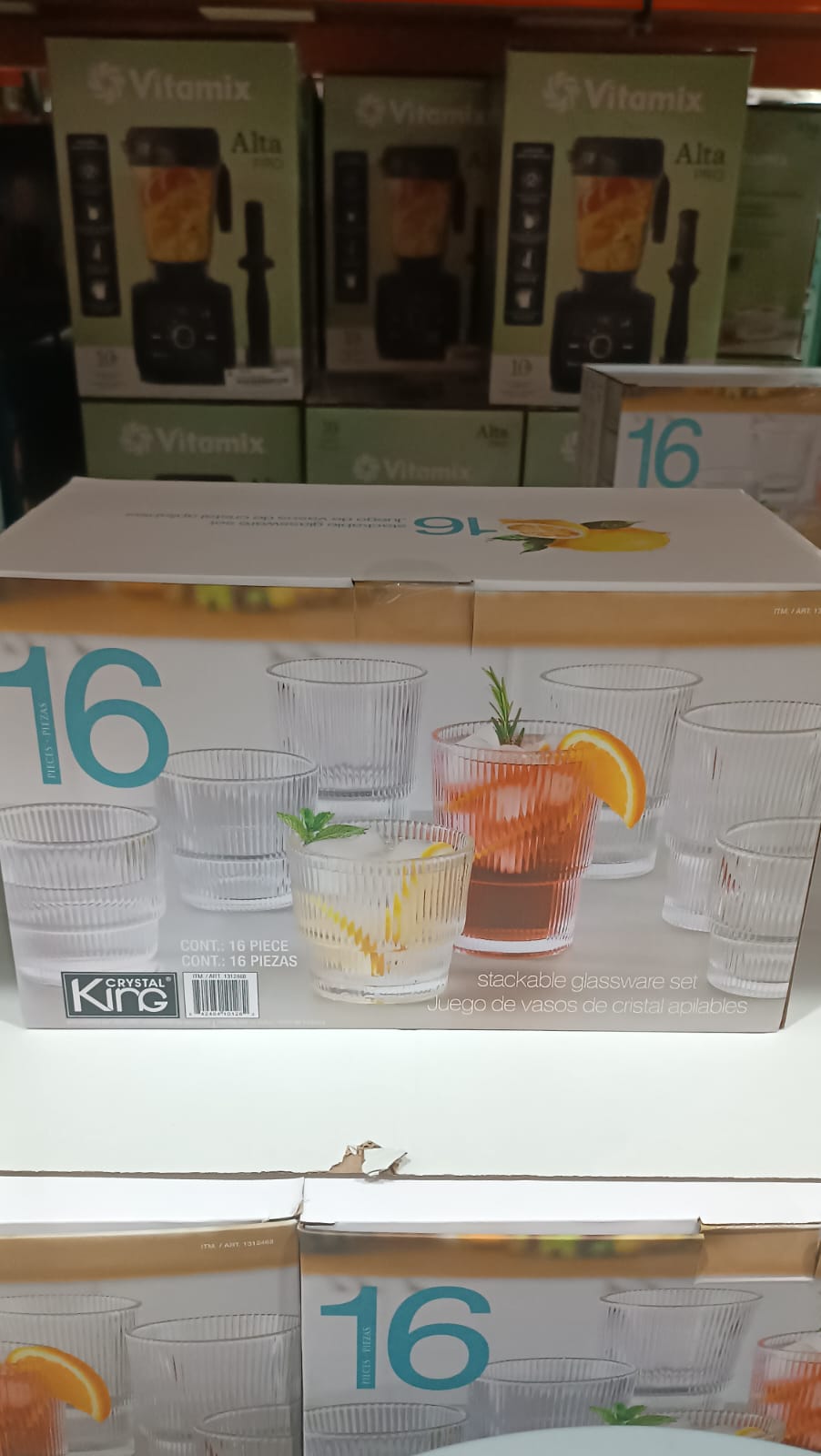 Vasos de cristal apilables 16 piezas